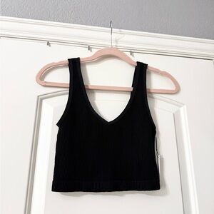 Forever 21 Black Ribbed V-Neck Tank Top